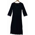 Natori Black Maxi Dress With Lace Accents Womens Size Small V Neck