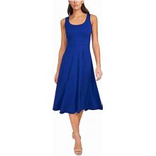 Msk Dresses | Msk Womens Blue Unlined Pullover Sleeveless Scoop Neck Midi Fit + Flare Dress S | Color: Blue | Size: S
