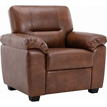 Morden Fort Faux Leather Accent Chair, Mid-Century Modern Luxury And Comfy Furniture Sleeper Couches For Living Room, Apartment, Office, Reading