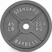Cap Barbell Gray Olympic Cast Iron Weight Plate, 45 Lb