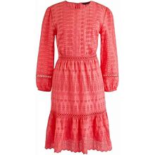 J. Crew Dresses | New Petite J. Crew Long Sleeve Embroidered Dress Size 10P | Color: Pink/Red | Size: 10P
