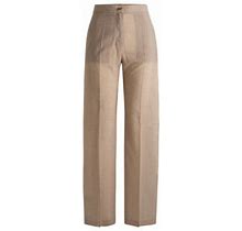 Relaxed-Fit Trousers- Light Beige | Women's Formal Pants Size 4