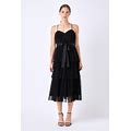 Women's Tulle Tiered Midi Dress - Black