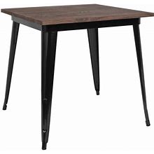 Flash Furniture CH-51040-29M1-BK-GG 31 1/2" Square Walnut Dining Table With Black Metal Frame And Rustic Wood Top