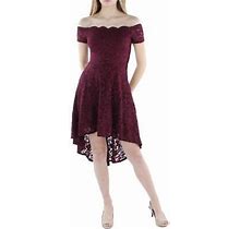 City Studio Womens Lace Overlay Knee Length Fit & Flare Dress Juniors