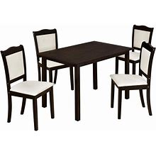 5-Piece Wood Dining Table Set Simple Style Kitchen Dining Set Rectangular Table With Upholstered Chairs