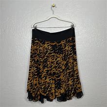 Lane Bryant Skirts | Lane Bryant Plus Size 18/20 Black Brown Animal Print Trumpet Skirt Layered | Color: Black/Brown | Size: 18