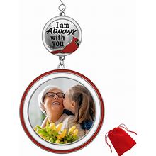 Memorial Christmas Photo Ornament With A Cardinal Charm - 'I Am Always With You' - Condolence Remembrance - Gift/Storage Bag Included