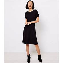 Loft Dresses | Nwt Womens Petite Size Medium Mp Ann Taylor Loft Gathered Short Sleeve Dress | Color: Black | Size: Mp