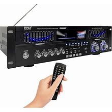 Pyle 6-Channel Bluetooth Hybrid Home Amplifier - 1600W Home Audio Rack Mount Stereo Power Amplifier Receiver W/ Radio, USB/AUX/RCA/MIC, HD/OPT/COAX,