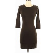 Philosophy Republic Clothing Casual Dress - Bodycon Crew Neck 3/4 Sleeves: Brown Solid Dresses - Women's Size X-Small