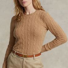 Ralph Lauren Cable-Knit Cashmere Sweater - Size M In Collection Camel Melange