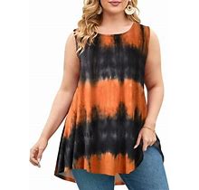 Larace Plus Size Tank Tops For Women Sleevelss Tunic Casual Summer Clothes Swing Shirts For Jeans(T06-Black 2X)