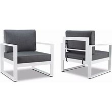 Real Flame 9611 Baltic Outdoor Living 2 Piece Aluminum Frame Outdoor Chair Set With Acrylic-Covered Foam Cushions White Outdoor Furniture Chairs