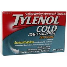 Tylenol, Cold, Head, Congestion, Caplets For Adults (Pack Of 20)