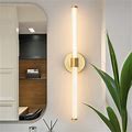 Everly Quinn Buchan 1-Light LED Gold Vanity Light Bathroom Light Strip Mirror Headlights Dresser Light Bar, In Yellow | Wayfair