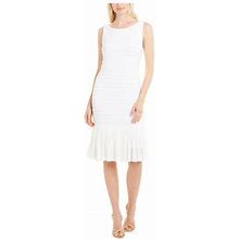 Adrianna Papell Womens White Sleeveless Jewel Neck Above The Knee Wear To Work Sheath Dress 2