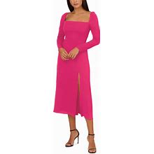 Adrianna By Adrianna Papell Women's Square-Neck Light Crepe Midi Dress - Hot Orchid