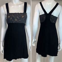 Vintage Dresses | Vintage Velvet Lace Beaded Lbd 80S 90S Shift Dress | Color: Black | Size: 4