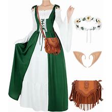 Jeyiour Women Renaissance Fairy Costume Accessories Set Medieval Women Costume Elf Ears Fairy Dress Headband