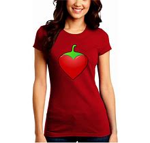 Chili Pepper Heart Juniors Petite Crew Dark T-Shirt Red / Juniors Fitted XX-Large
