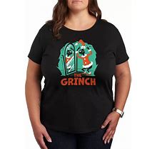 Plus Dr. Seuss The Grinch Dressing Room Graphic Tee, Girl's, Size: 2XL, Dark Grey