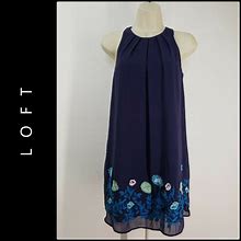 Loft Dresses | Loft Woman Sleeveless Pleated Dress Size 0P Nwt | Color: Blue | Size: 0P