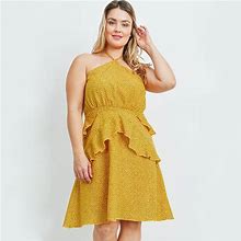Plus Size Yellow Ruffle Waist Halter Dress, Plus Size Dress, Plus Size Clothing, Plus Size Dresses, Plus Size Fashion, Plus Size Outfits