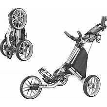 Caddytek 3 Wheel Golf Push Cart - Foldable Collapsible Lightweight Pushcart With Foot Brake - Easy To Open & Close