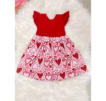 Girls Red HEARTS Valentines Day Dresses / Valentine's Day Baby Girls Outfits / Valentine's Day Toddler Outfits, Red Heart Dresses