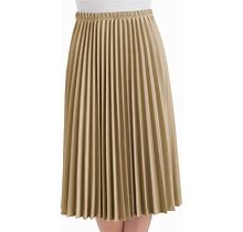 Collections Etc Women's Classic Pleated Mid-Length Jersey Knit Midi Skirt With Comfortable Elastic Waistband, Camel, Xx-Large - Made In The USA