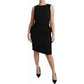 Dolce&Gabbana Women Black Dress Acetate Solid Stretch Knee Length