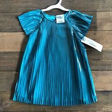 Oshkosh B'gosh Dresses | Shimmery Teal Pleated Toddler Girl Dress | Color: Blue/Green | Size: 18Mb