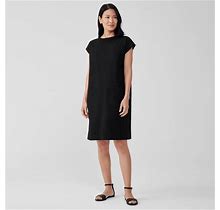 Eileen Fisher | Women's Organic Cotton Pucker Mock Neck Dress | Black | Size: 3X Regular