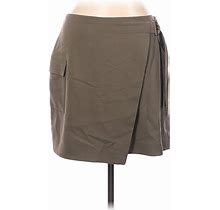 Nine West Formal Wrap Skirt Knee Length: Green Print Bottoms - Women's Size Large Petite