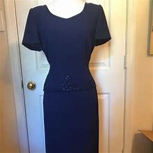 Donna Morgan Dresses | Blue Beaded Cocktail Dress (6P) | Color: Blue | Size: 6P