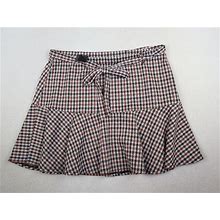 So - Women's Brown Plaid Flounce Mini Skirt - Stretch Knit - Size Xxl - New