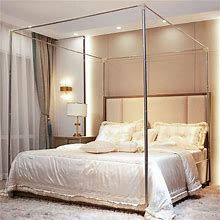 Lidhujnk 4 Corner Bed Canopy Post Frame Mosquito Netting Bracket Post Stainless Steel, Metal Bed Four Corner Bed Mosquito Netting Bracket For Four