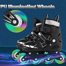 Weskate Inline Skates Roller Shoes With Adjustable Size And Light Up Wheel Fun Flashing For Boys Girls Toddlers Kids Children, 1Black-White