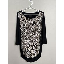 By Chicos 1 Animal Print Tunic Womens Size M 3/4 Sleeve