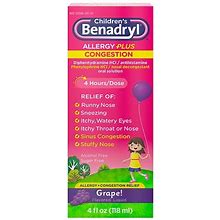 Children's Benadryl D Allergy Plus Congestion Liquid Grape - 4.0 Fl Oz