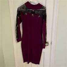 Venus Dresses | Venus Purple Mesh Sweater Dress | Color: Black/Purple | Size: M