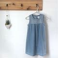 Japna Dresses | Japna Denim Embroidered Girls Sleeveless Dress | Color: Blue/White | Size: 10G