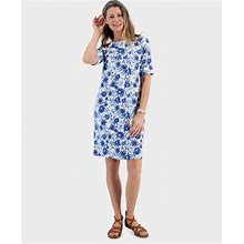 Style & Co Women's Printed Boat-Neck Elbow Sleeve Dress, Created For Macy's - Garden White - Size S