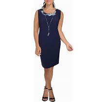 R & M RICHARDS Plus Womens Knit Sleeveless Shift Dress Blue