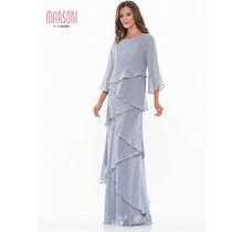 Marsoni Long Mother Of The Bride Chiffon Dress 302 | The Dress Outlet, Heather / 28
