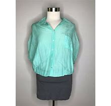 Splendid Sheer Mint Green W/ Knit Color Blocking Button Down Dress