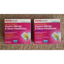 CVS Health Severe Allergy & Sinus Headache 20 Caplets Exp. Jun/2026 (Lot Of 2)