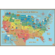 24 in. X 36 in. Multi-Colored Kids USA Dry Erase Map Wall Decal
