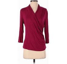 Talbots Long Sleeve Top Burgundy Solid V Neck Tops - Women's Size Small Petite